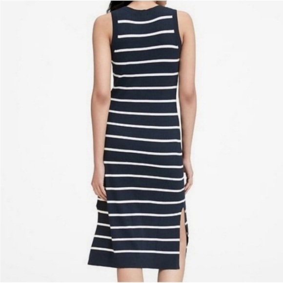 Banana Republic striped navy white rubber long tank dress sz small - Picture 2 of 6